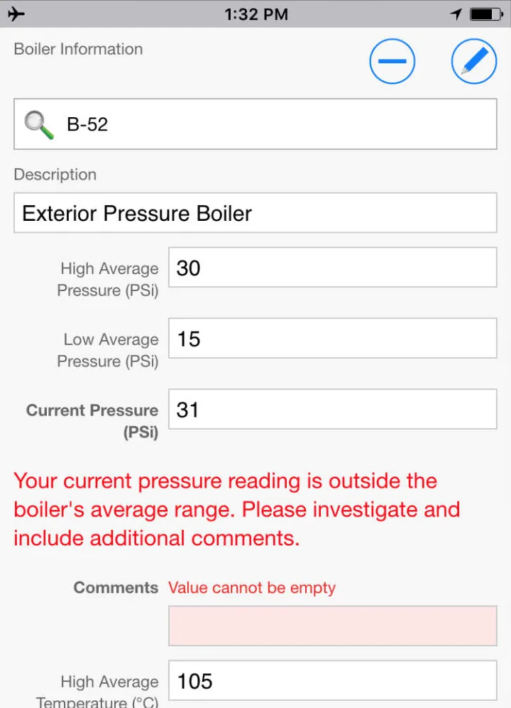 field data boiler inspection